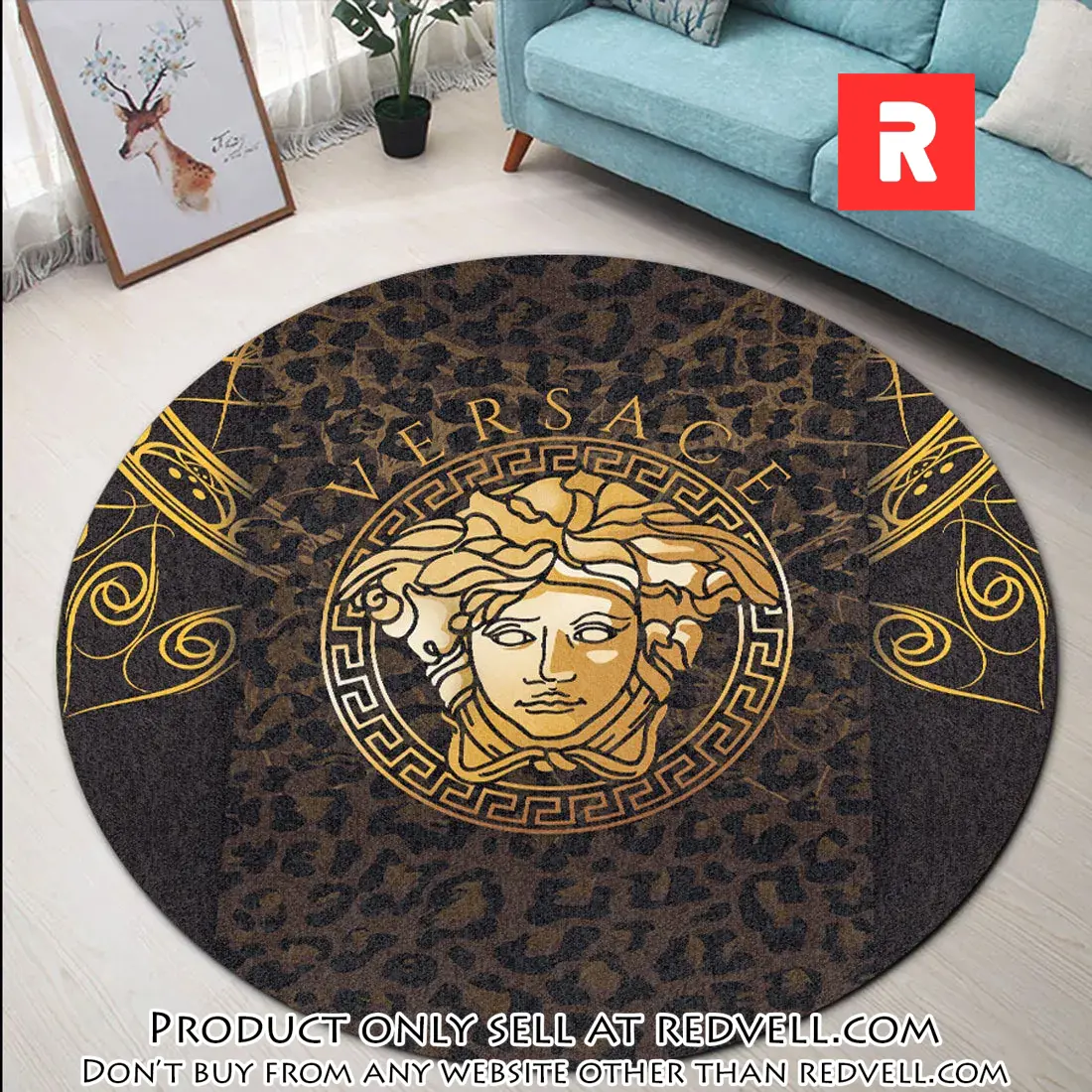 Versace medusa logo luxury brand round rug carpet home decor rv4517225